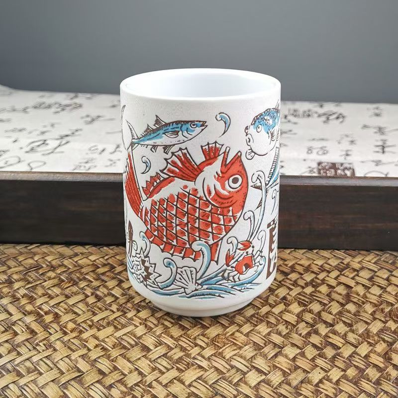 Japanese Impression Ceramic Mugs 300ml Tea Wine Sushi Sake Cup Funny Family Restaurant Decoration Travel Gift For Friends