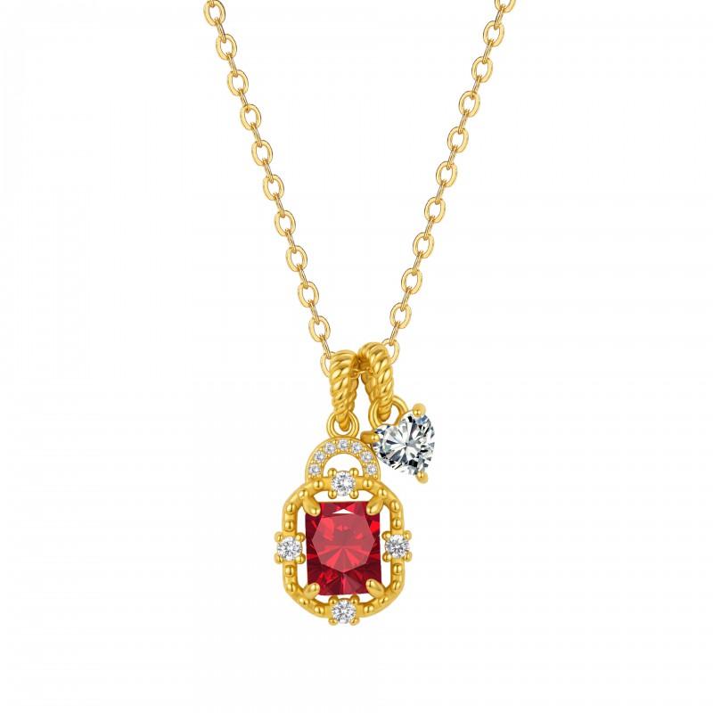 Elegante Quadratische Kristall Doppelanhänger Halskette Damen Vergoldete Choker Kette Mit Geburtsstein Farben Leicht Geometrisch