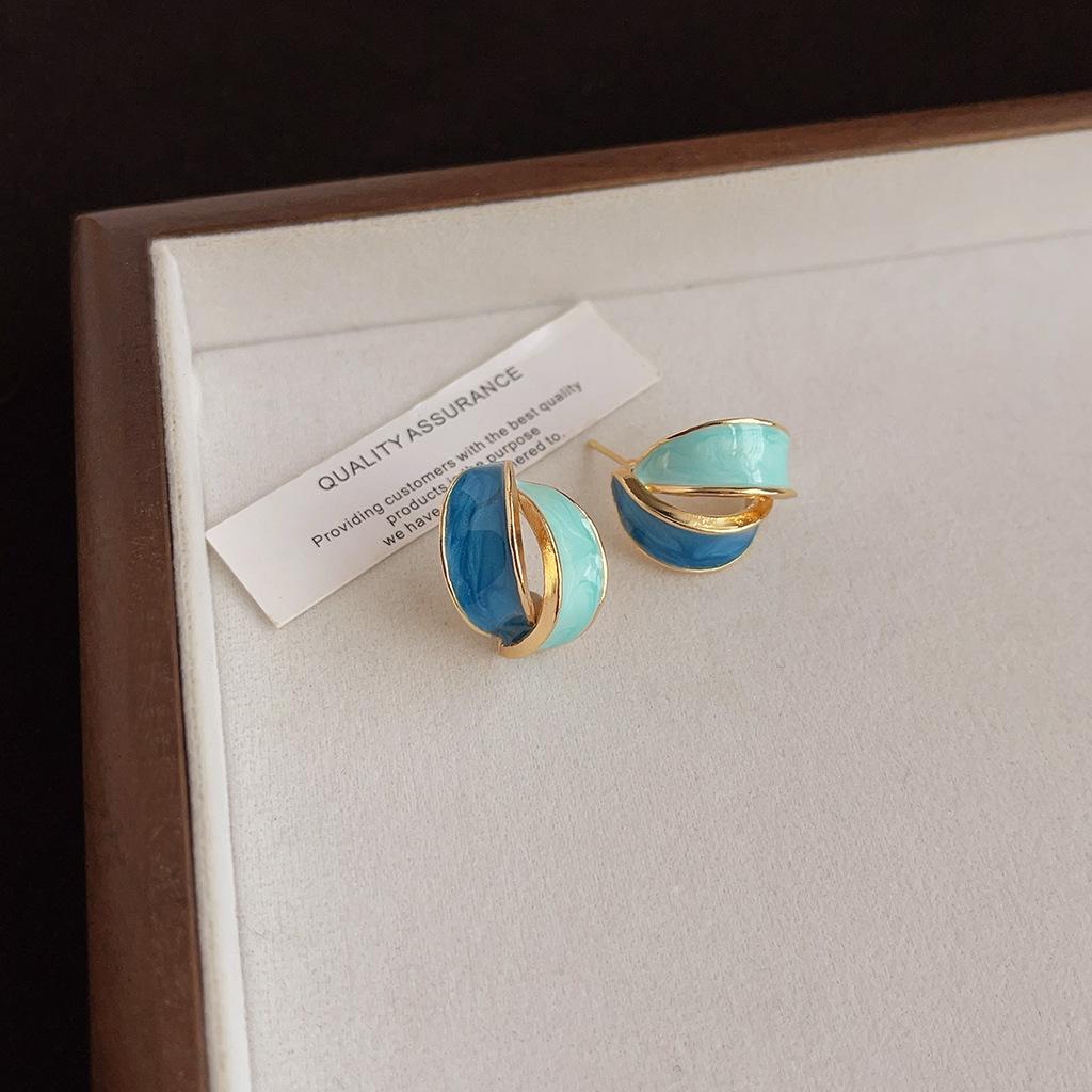 Maillard Coffee Color Amber Earrings Women's Autumn and Winter High-end Commuter Style Earrings Light Luxury Niche Design Earrings