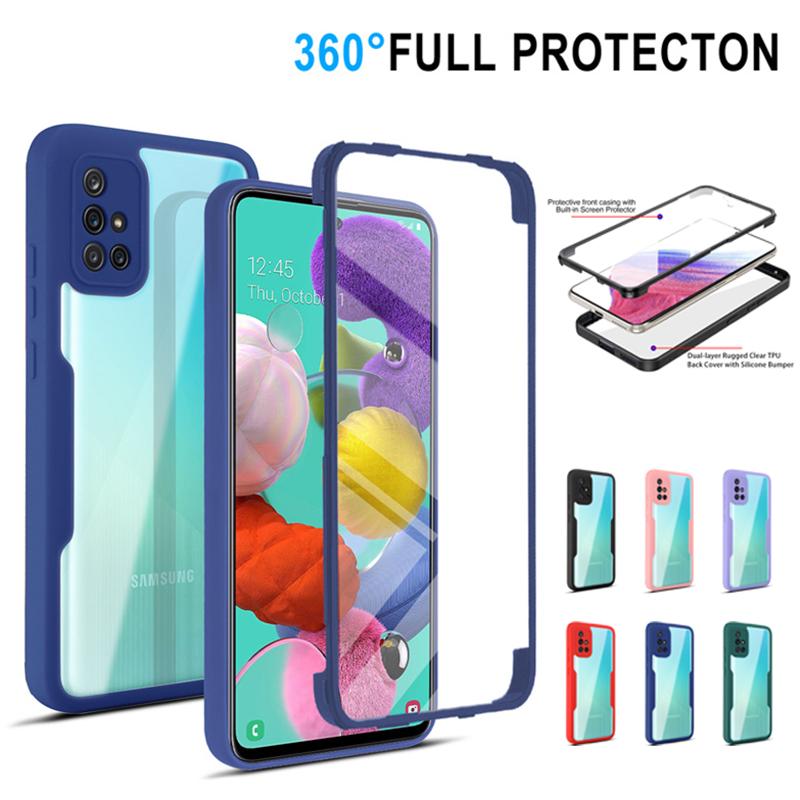 For Samsung Galaxy A51 Case 360 Clear PC Shockproof Phone Cover For GalaxyA51 A 51 With Screen Protection Silicone Bumper Funda