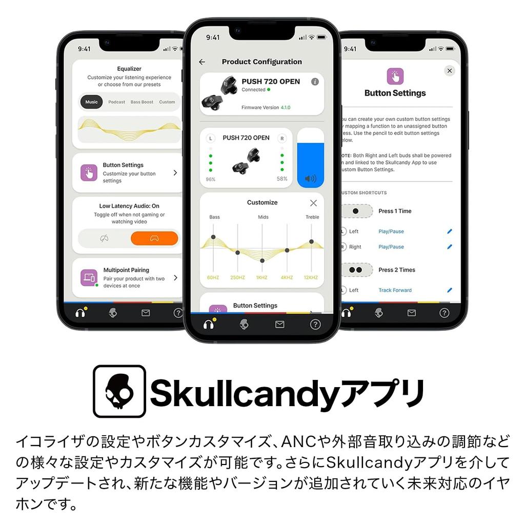 Skullcandy Official Store Push 720 OPEN Wireless IP67 and Battery Fast Wireless Charging Carabiner Clear Voice Smart App LE AUDIO Original WHITE