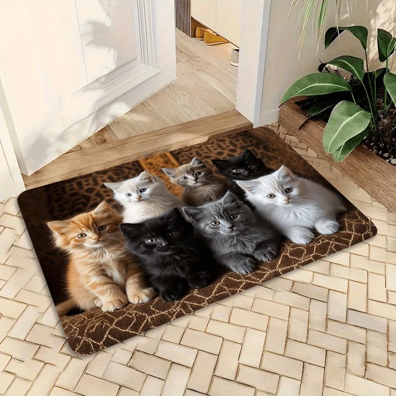 1 piece cat pattern non-slip polyester welcome floor mat