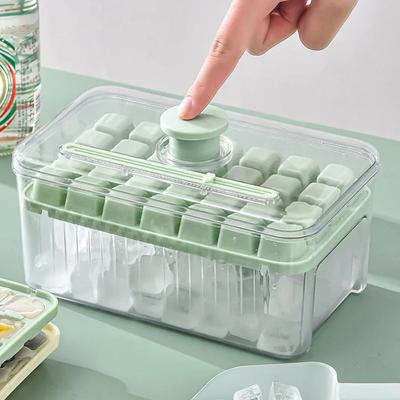 Ice Cube Tray Maker with Lid and Ice Tray 56 Cavity Easy Ice Button Multipurpose Ice Maker for Whiskey Cocktail Drinks Coffee