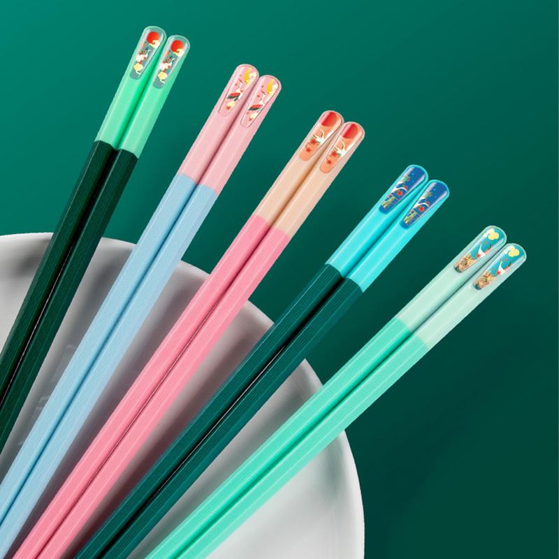 5Pairs Reusable Five-Color Dining Chopsticks Sushi Food Multi Color Chop Sticks Household Tableware Utensils