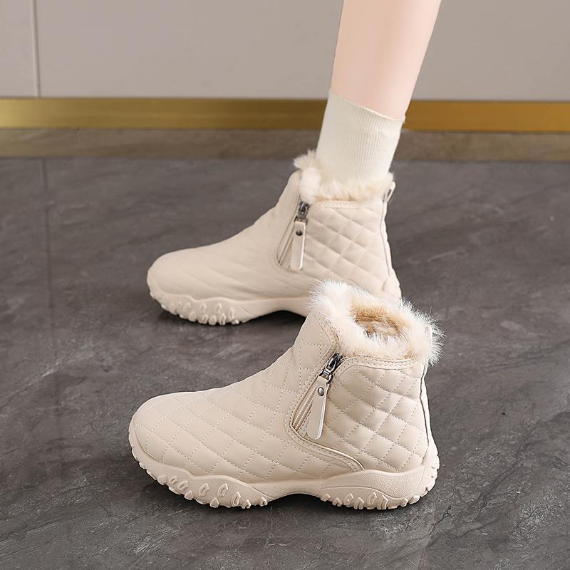 Snow boots new winter velvet thickened Martin boots short boots cotton shoes 35 грязно-белый