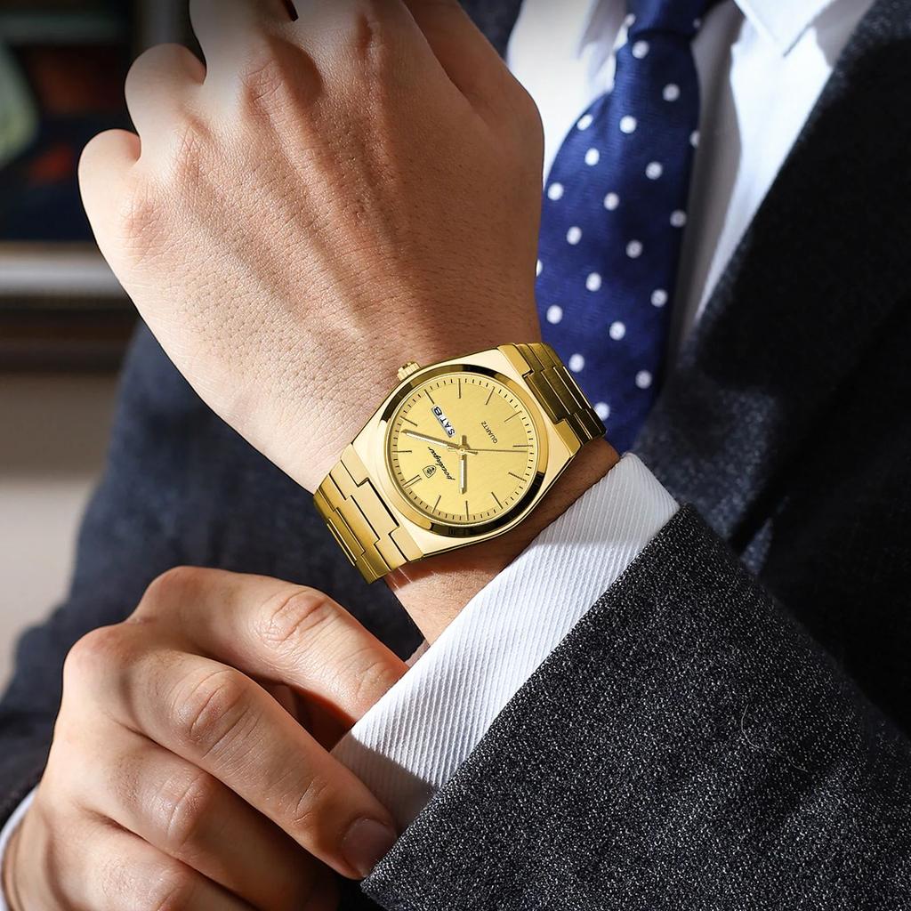 Fashion Quartz Ladies Watch Stainless Steel Date Week Woman's Wristwatch Waterproof Luminous Business Watches For Men Couples