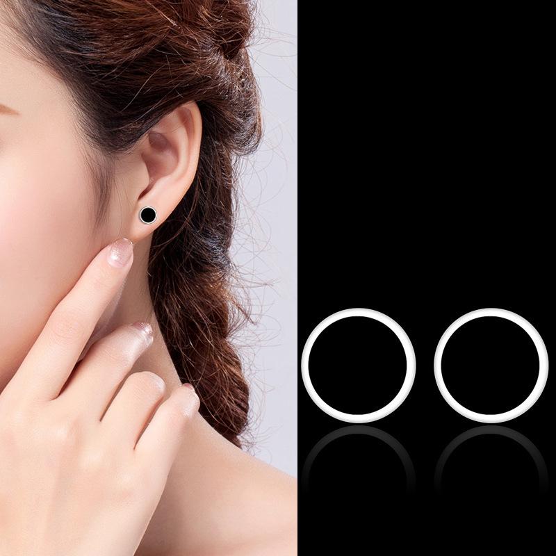 Punk Style Personality Black Earrings Hip-hop Street Trendy Men Round Earrings