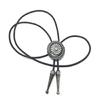 Western Cowboy Vintage Metal Flower Bolo Tie Adjustable Braided Rope Necktie Feathered Pendant Charm Jewelry Necklace