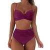 Bikini-Badeanzug mit hoher Taille für Damen, Bademode, gepolstert, Push-Up, gerüschter Badeanzug, Bikini-Set für Damen