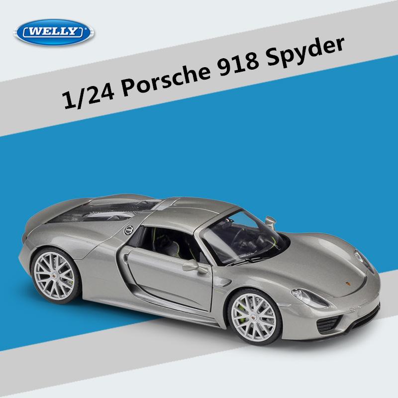 WELLY 1:24 Porsche 918 Spyder Alloy Sports Car Model Diecasts Metal Toy Vehicles Car Model Simulation Collection Childrens Gifts