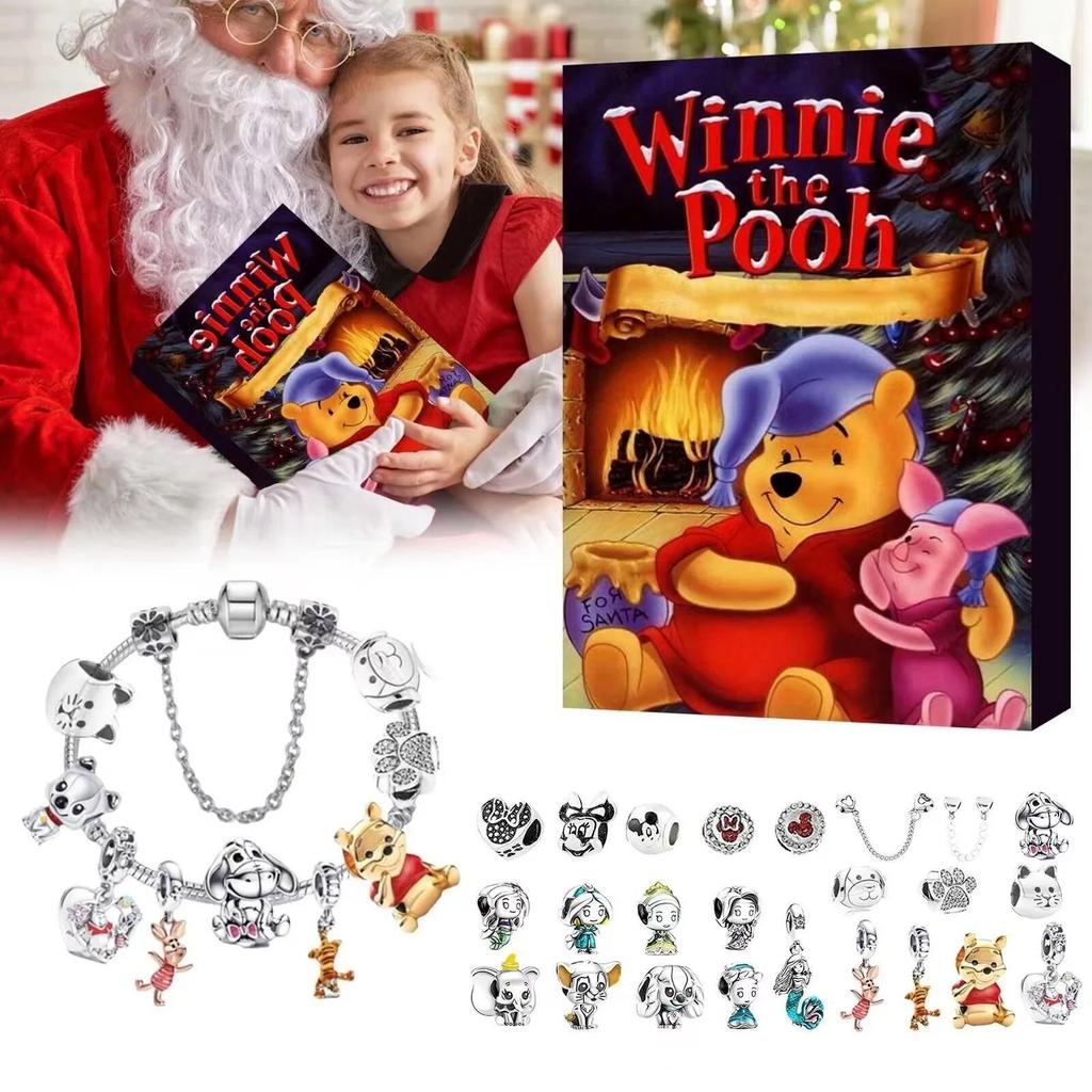 Stitch Mickey Christmas Advent Calendar Bracelets Xmas Countdown Calendar Diy Jewelry Making Kit Girls Surprise Gift