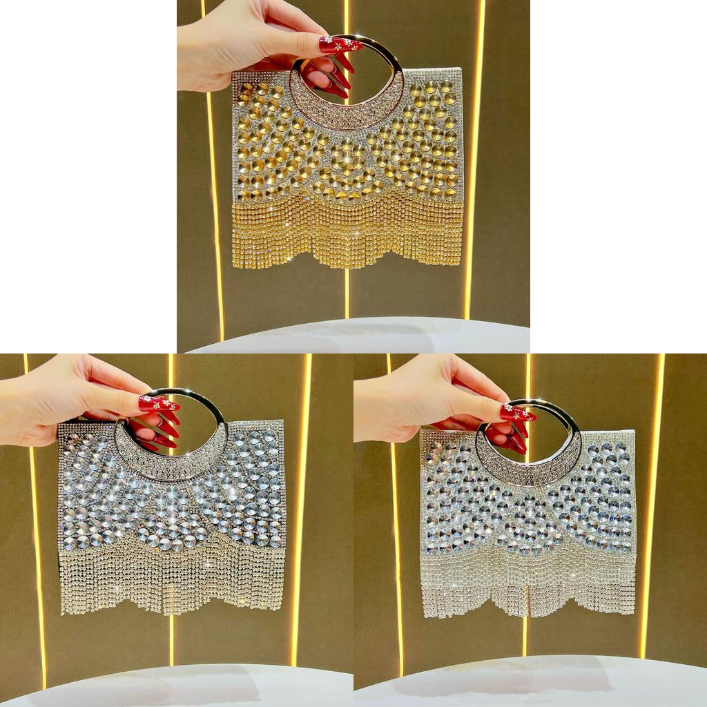 Elegant Evening Clutch Bag With Waterdiamond Tassels For Formal Events
