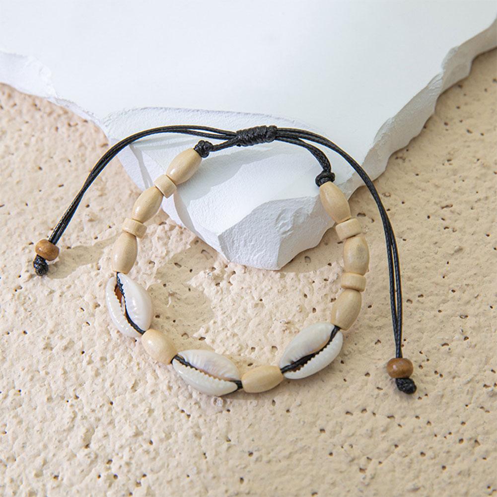 Shell Bracelet Hand Woven Bracelet For Women Summer Beach Adjustable Wax Rope Chain Bracelet Jewelry Accessories Gift