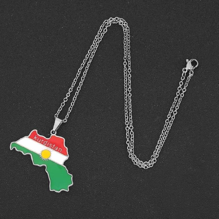 Kartenanhänger Kette Kurdische Flagge Kartenanhänger Kurdistan Schlüsselbein Kette Schmuck Geschenk