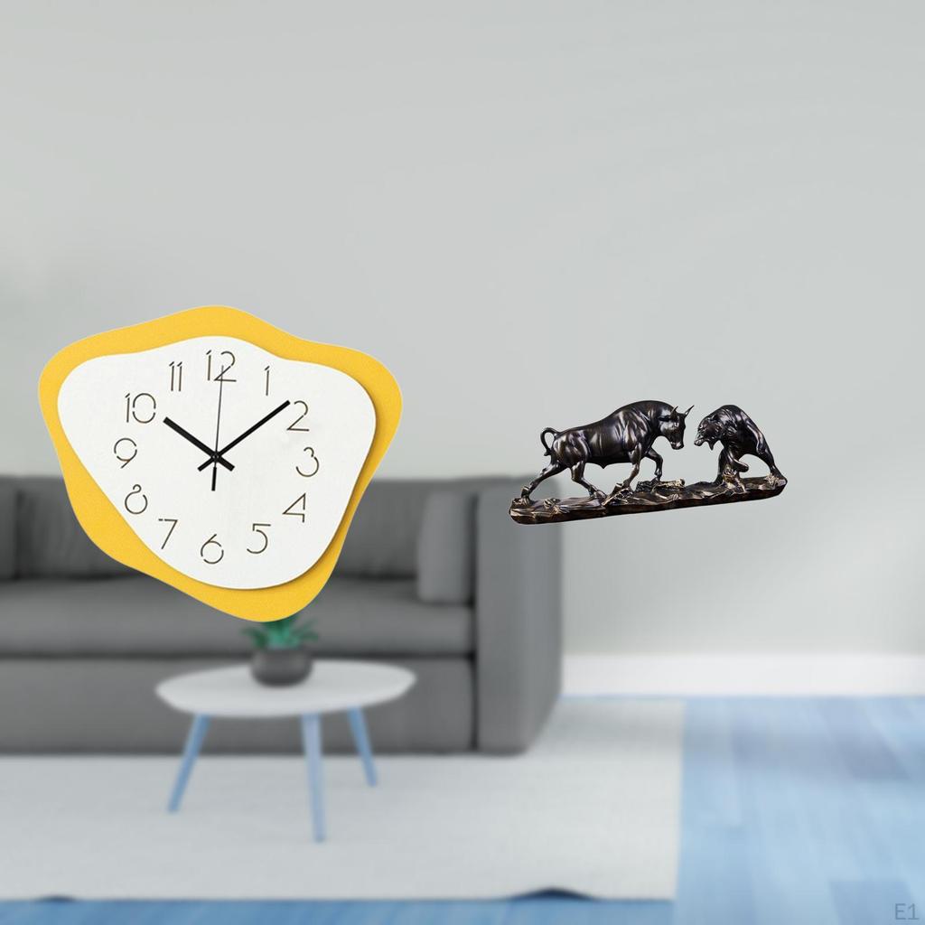 Acrylic Clock Modern Office Ornament Silent Timepiece Feng Shui Bear Cow Cattle Sculpture Artwork