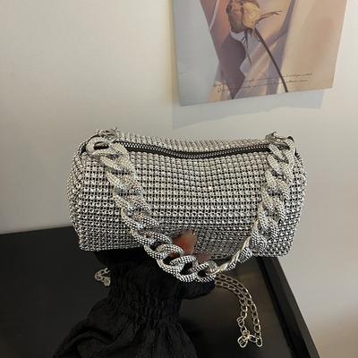 Full Diamond Bag Women's Spring and Summer New Hot Diamond Banquet Bag Texture Chain Rhinestone Shoulder Messenger Bag
