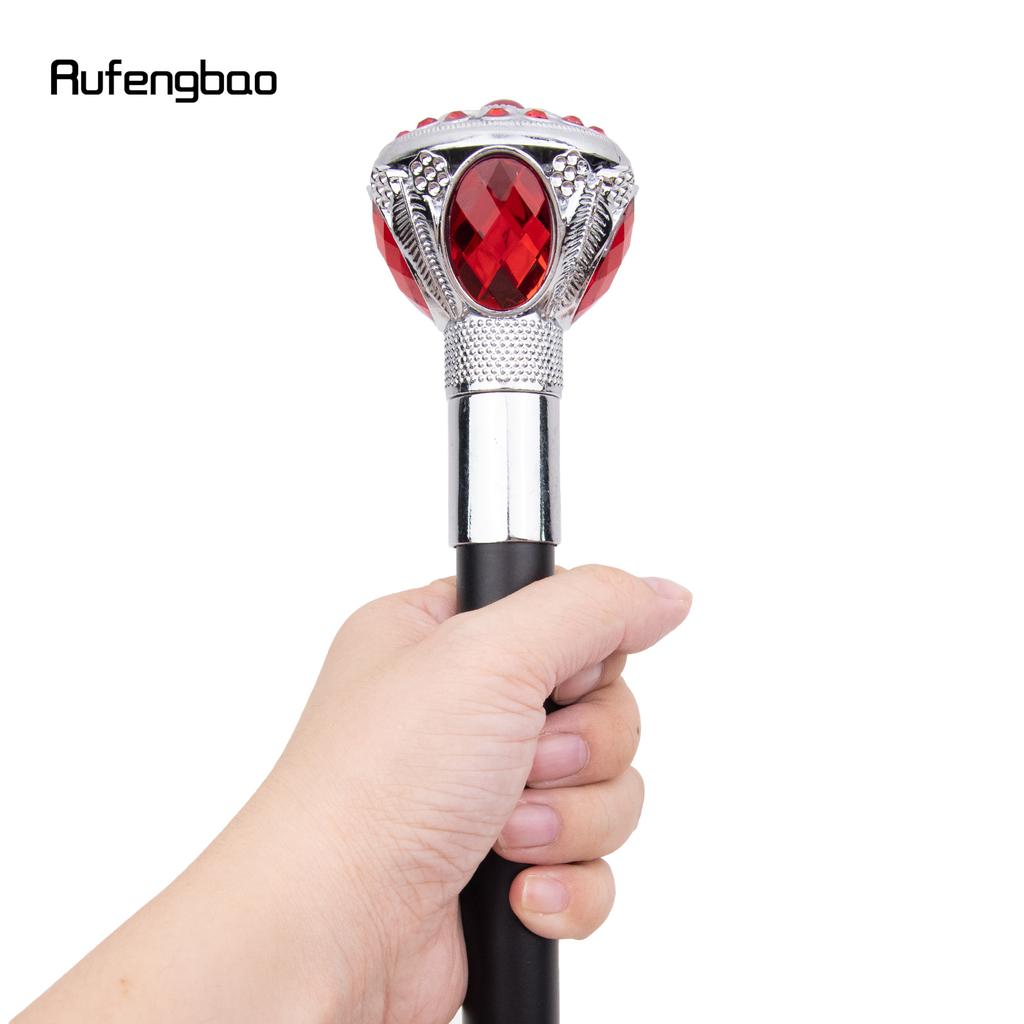 Weiß Roter Blumenball Mode Spazierstock Dekorativer Stock Cospaly Vintage Party Modischer Spazierstock Krummstab 91cm