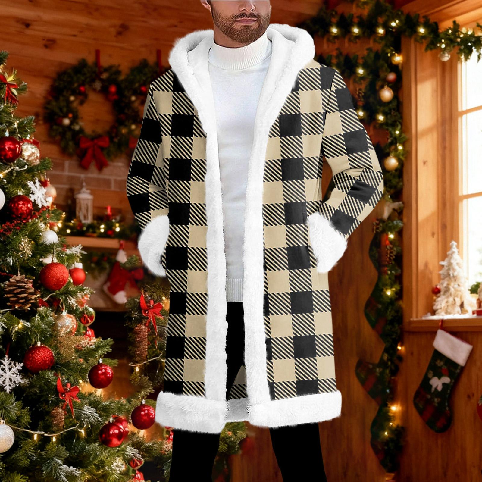 

Men s Hooded Hood Cardigan Long Keep Warm Coat S