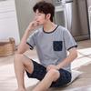 Men Pajamas Set Summer Short-sleeves Sleepwear Casual Cotton Sleepwear  Men Nightwear Shorts Pyjama Homme