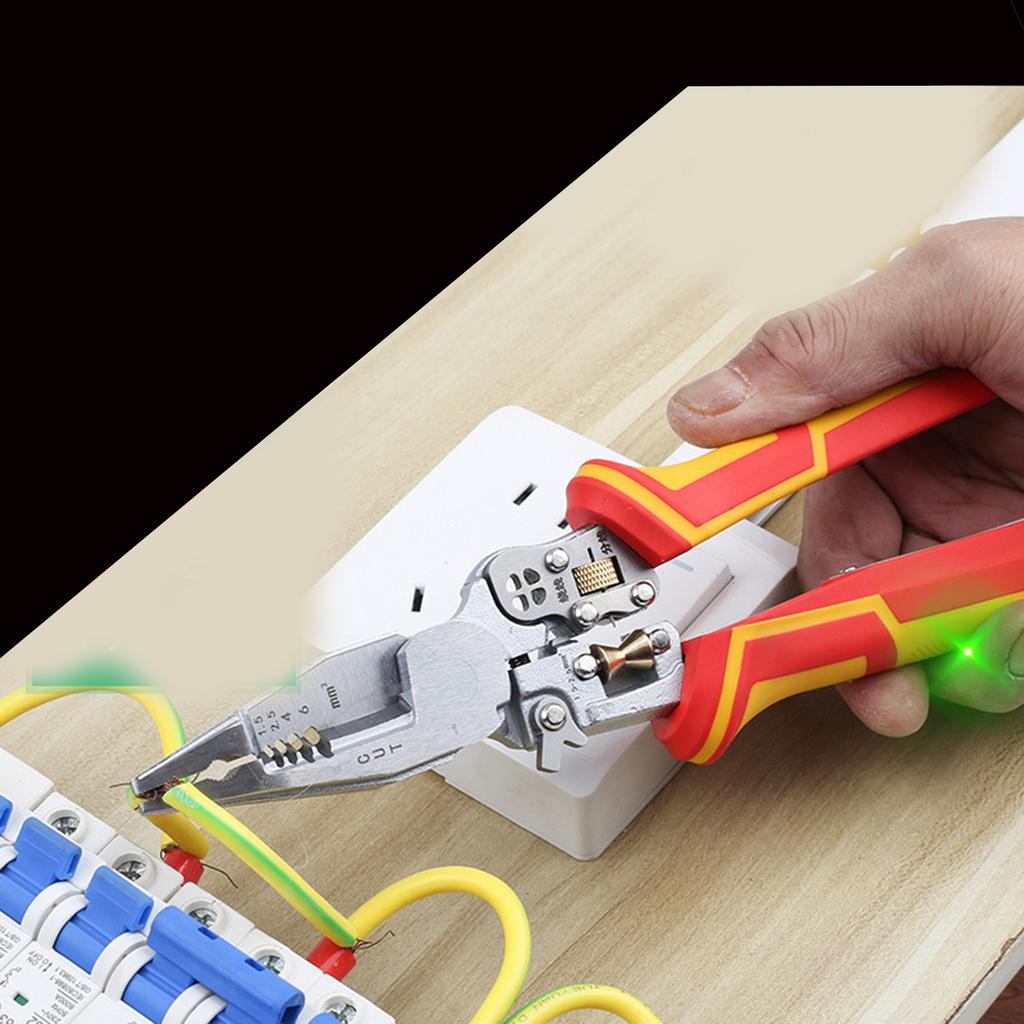 Wire Stripping Pliers with Electricity Measurement Electrician Plier 9-in-1 Multifunctional Wire Stripping Plier