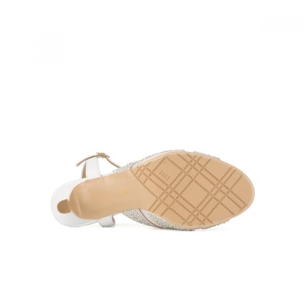 Daks 7cm CrYstal Jewel Mesh Y Strap Sandal Dld304 Cream White