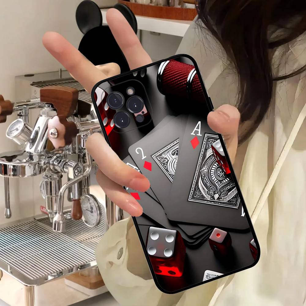 Poker Pattern Game Soft Back Phone Cover Case For IPhone 17 16 Pro Max 15 12 11 16e 13 Mini 14 15 Plus