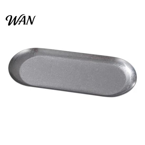 Outdoor Camping Plate Stainless Steel Serving Tray Retro Japanese Style Oval Dessert for Rustic Towel Holder Dish Home Kitchen Heavy Duty Metal