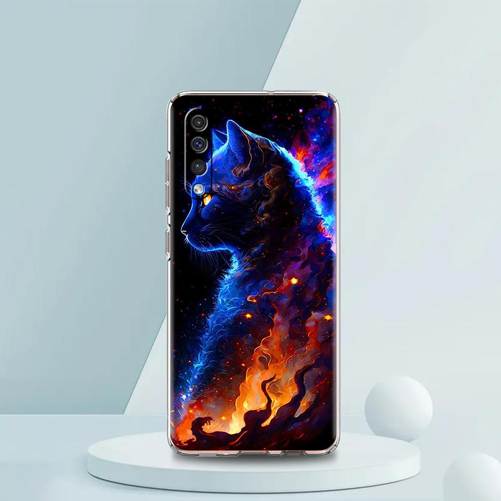 CARTOON CAT Transparent Phone Case for Samsung Galaxy A12 A50 A52 A70 A40 A10 A20 A30 A02 A03S A04 Cover Silicone Shell Capa Bag
