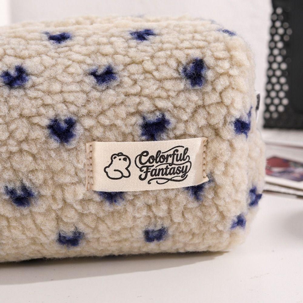 Plush Pen Bag Polka Dot Stationery Pouch New Stationery Storage Bag Back To School