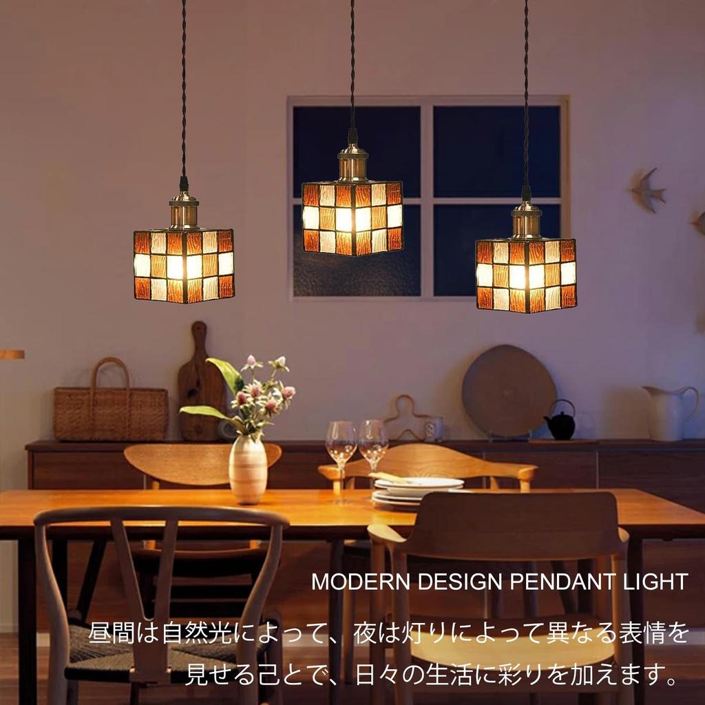 Okuchodo 3-Light Pendant Light, Crow, Clear Rubik's Cube, E26 Base, LED Compatible, Fixture Only, Adjustable Cord, Hanging Light, Ceiling Light,