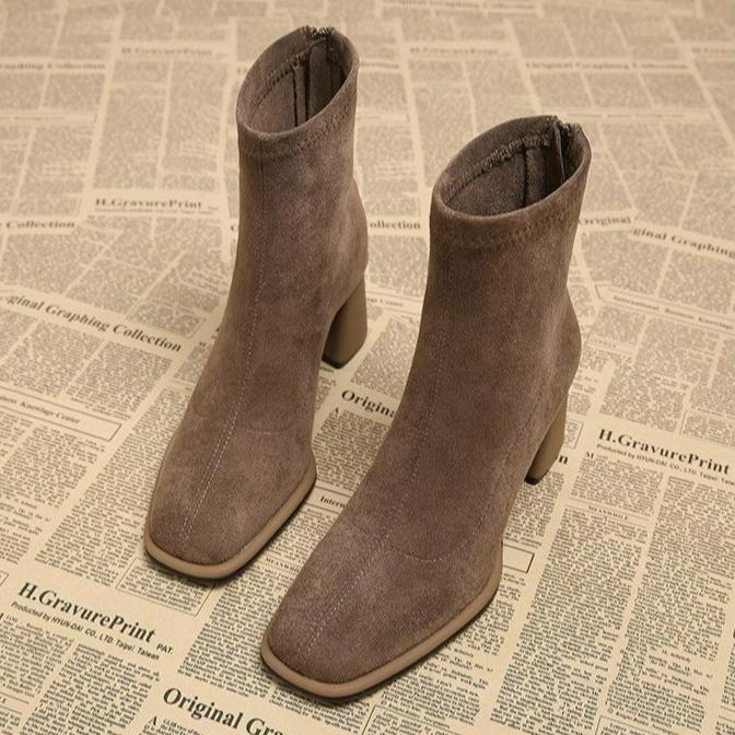 High Heels Women Snow Ankle Boots Square Toe Winter Designer Chelsea Boots Trend Goth Gladiator Shoes for Women Botas De Mujer