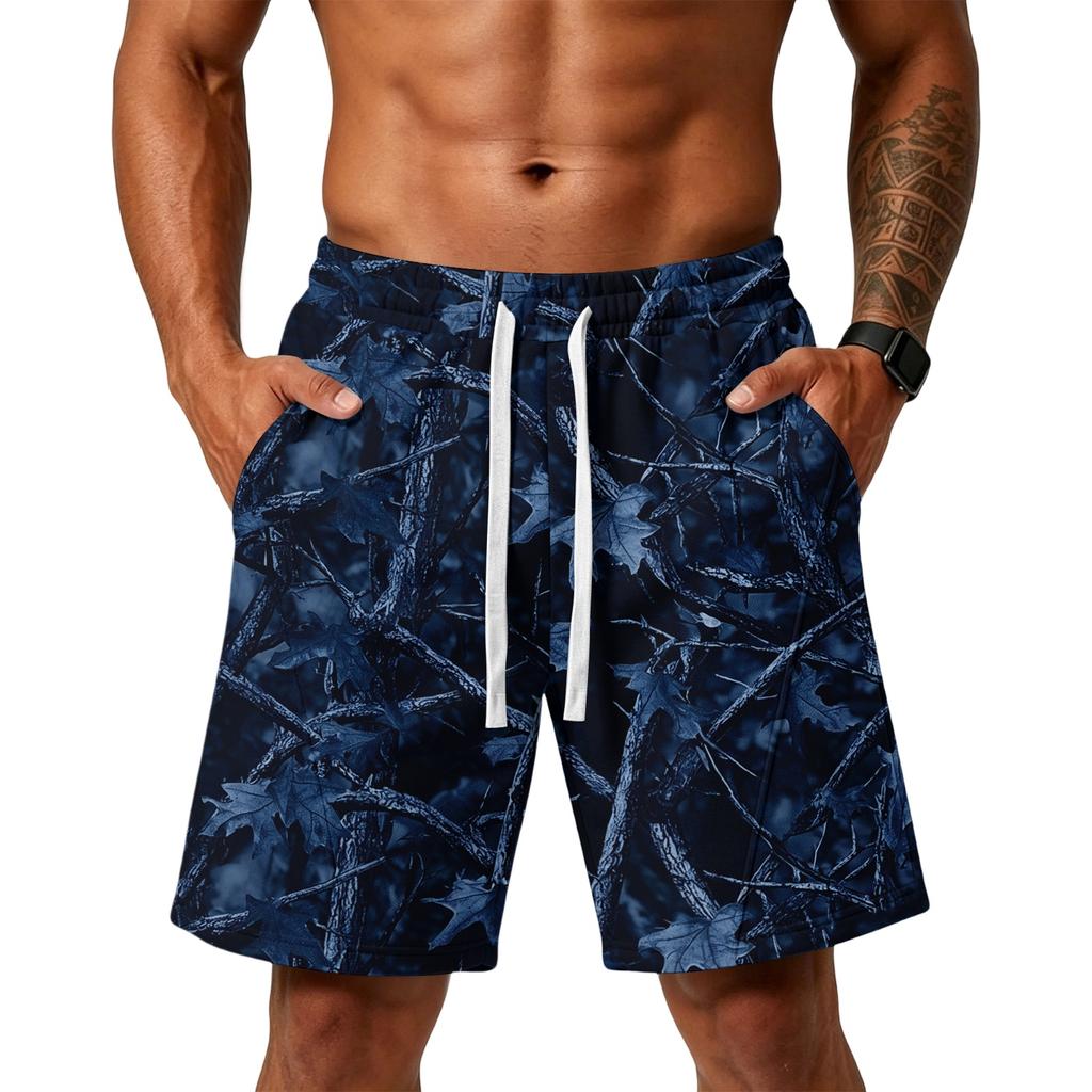Men's Print Loose Fit Training Gym Beach Shorts with Pockets