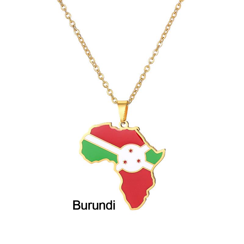Stainless Steel Africa Map Necklace: Nigeria, Ghana, Somalia Pendant Jewelry