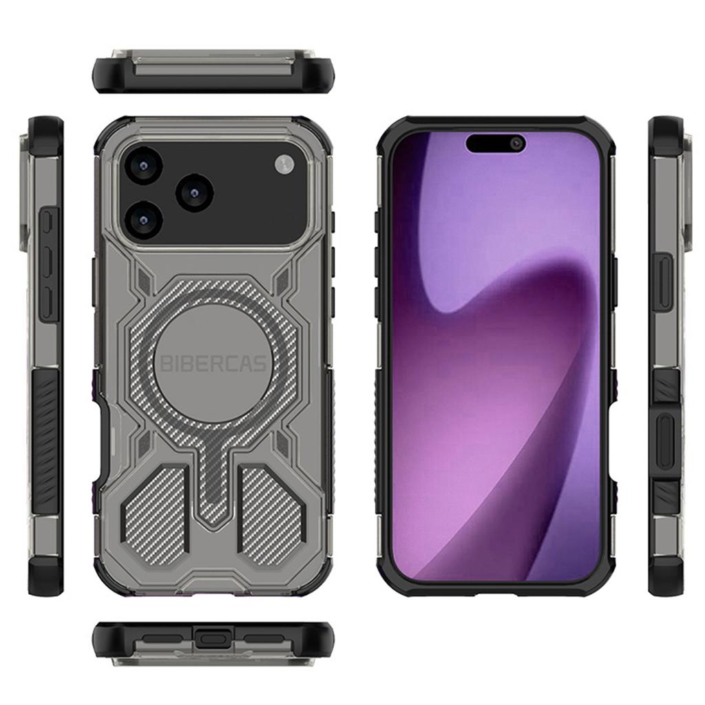 BIBERCAS New Mobile Phone Case With Magnetic Suction And Four-sided,military-grade Anti-drop Mobile Phone Protective Case With Carbon Fiber Texture
