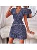 Summer 2022 Sexy Deep V-Neck Polka Dot Floral Elegant Dress for Women
