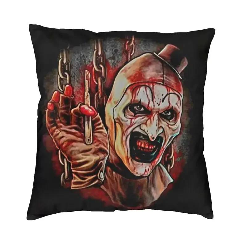 Horror Clown Halloween Movie Terrifier Cushion Cover Velvet Pillow Case Sofa Chair Square Pillowcase Living Room Decoration