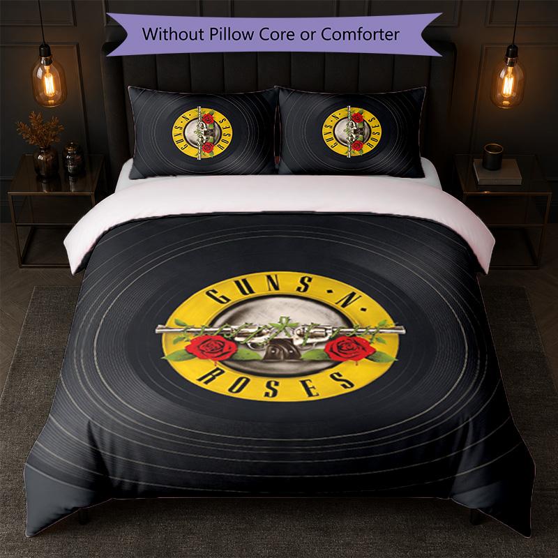 Guns N’ Roses Print 3Pcs Bedding Set Duvet Cover With Two Pillowcases Soft Bed Linen For Household Bedroom