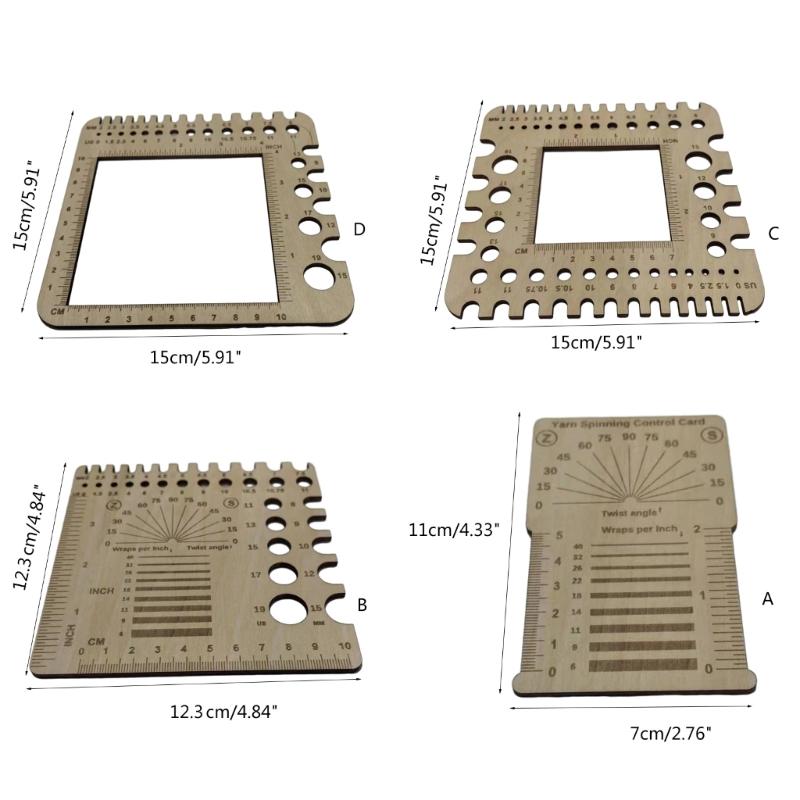 Drewniany kwadratowy liniał do pomiaru oczek, narzędzie dziewiarskie, miarka do szydełek i drutów, narzędzie do mierzenia włóczek szydełkowych