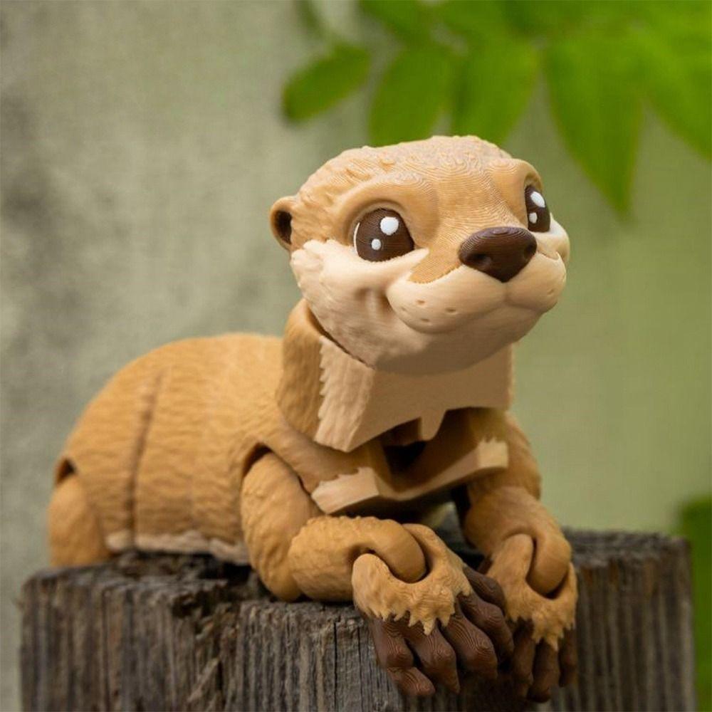 Cute PLA Otter Model Toy Solid Color 3D Printed Otter Action Figurine Movable Multi-jointed Animal Figurine Desktop