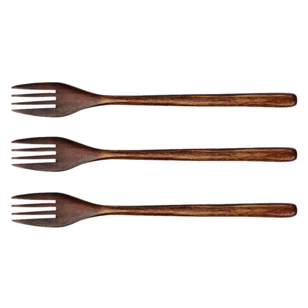 

Adult Kids Eco-friendly Cooking Wood Natural Tableware Wooden Forks Cutlery Dinnerware