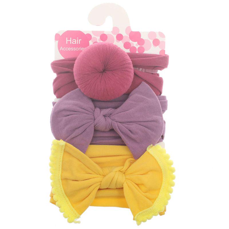 3pcs/Set Nylon Headband Bow Headbands For Kids Girls Turban Hairband Children Cotton Headband