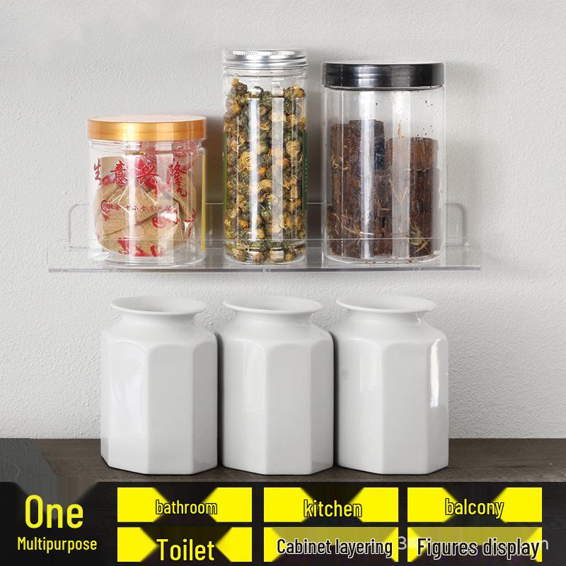 Acrylic Wall-Mount Shelf for Kitchen and Bathroom - No-Drill Display Stand Model B 10x10 cm with no-drill adhesive