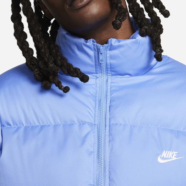 Nike Sportswear Club Solid Logo Stand Collar Long Sleeve Cotton Jacket Men Tops Blue FB7368-450