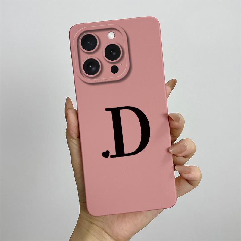For iPhone 14 Pro Max Case iPhone 14 Plus Phone Case iPhone 14 Pro Cover Cute Couple Initial Letters Square Skin Matte Cover
