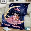 1PC Custom Name Princess Moon Night Adventure Blanket Versatile,all-season Throw Suitable for the Living Room,bedroom,camping,travel,and Gift
