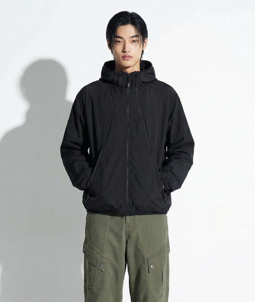 Apostrophe Comma Three-Way Hooded Zip-Up Wind Jacket_Black