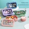 Nordic-Style Stainless Steel Lunch Box with Compartments, Fork, and Spoon - Microwave Safe