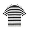 HAZZYS Women's Striped Short Sleeve Ribbed Knit Top