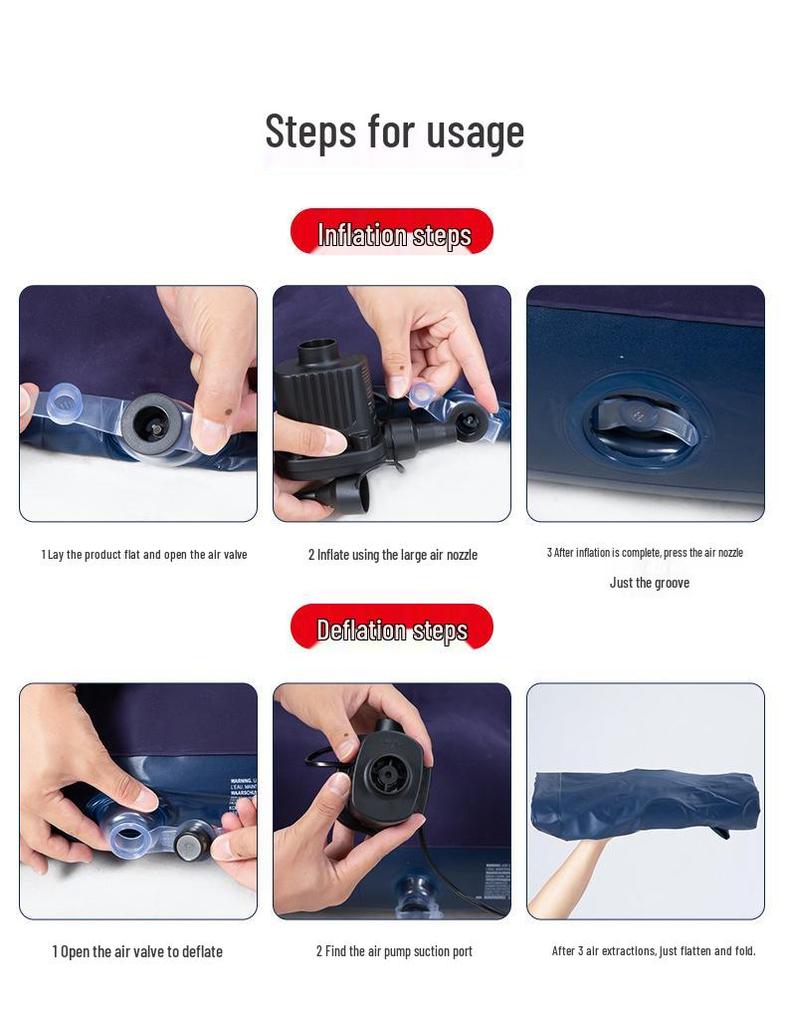 Shu Zeng Double Inflatable Camping Mattress - Portable Ground Mat for Car, Home, or Lunch Breaks