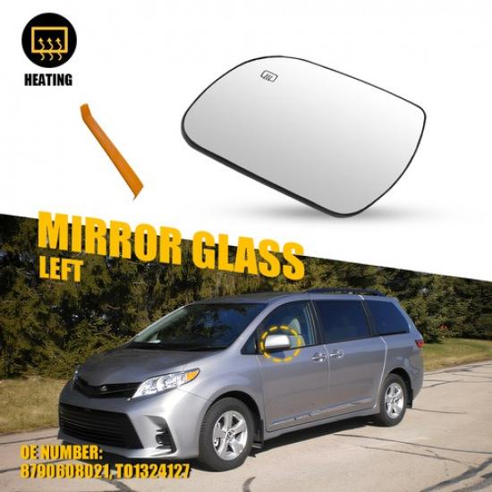 

Fit Toyota 2011- Sienna Left Power Heated Mirror Tow Clear TO1324127 Glass